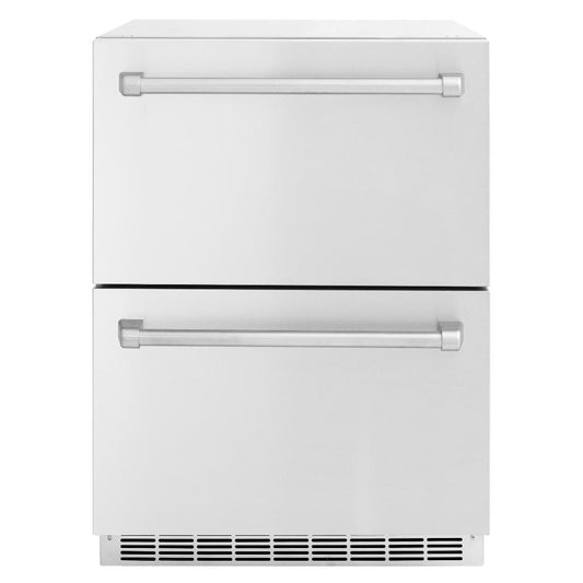 ZLINE 24 in. Touchstone 168 Can Outdoor-Rated Dual Refrigerator Drawer with Stainless Steel Doors (RDSO-ST-24) - KB&A The Home Improvement Store