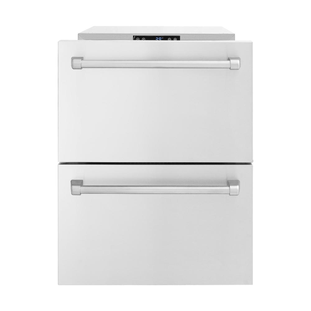 ZLINE 24 in. Touchstone 168 Can Outdoor-Rated Dual Refrigerator Drawer with Stainless Steel Doors (RDSO-ST-24) - KB&A The Home Improvement Store