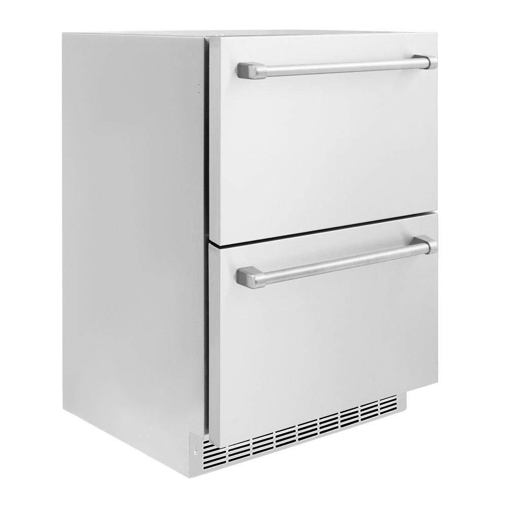 ZLINE 24 in. Touchstone 168 Can Outdoor-Rated Dual Refrigerator Drawer with Stainless Steel Doors (RDSO-ST-24) - KB&A The Home Improvement Store