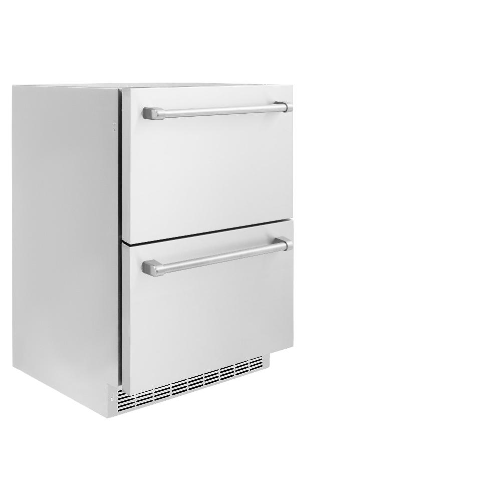 ZLINE 24 in. Touchstone 168 Can Outdoor-Rated Dual Refrigerator Drawer with Stainless Steel Doors (RDSO-ST-24) - KB&A The Home Improvement Store