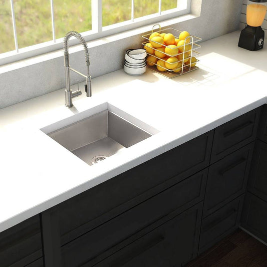 ZLINE 15 in. Stainless Steel DuraSnow Boreal Undermount Single Bowl Bar Kitchen Sink (SUS-15S) - KB&A The Home Improvement Store