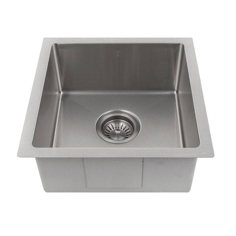 ZLINE 15 in. Stainless Steel DuraSnow Boreal Undermount Single Bowl Bar Kitchen Sink (SUS-15S) - KB&A The Home Improvement Store