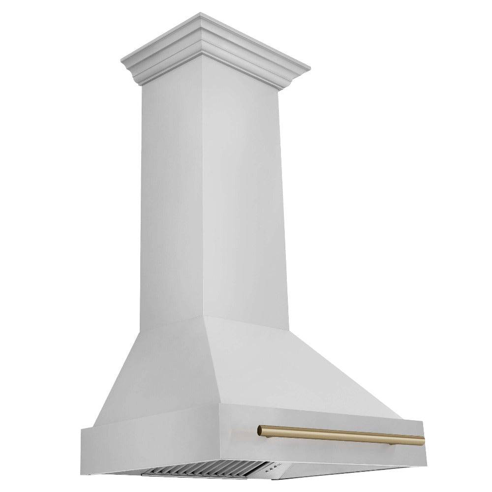 ZLINE Autograph Edition 30 in. Kitchen Package with Stainless Steel Dual Fuel Range, Range Hood, Dishwasher and Refrigerator with Champagne Bronze Accents (4KAPR-RARHDWM30-CB) - KB&A The Home Improvement Store
