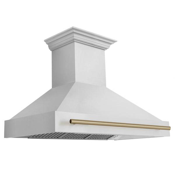 ZLINE 48 in. Autograph Edition Stainless Steel Range Hood with Stainless Steel Shell and Accented Handle (8654STZ-48-G) - KB&A The Home Improvement Store