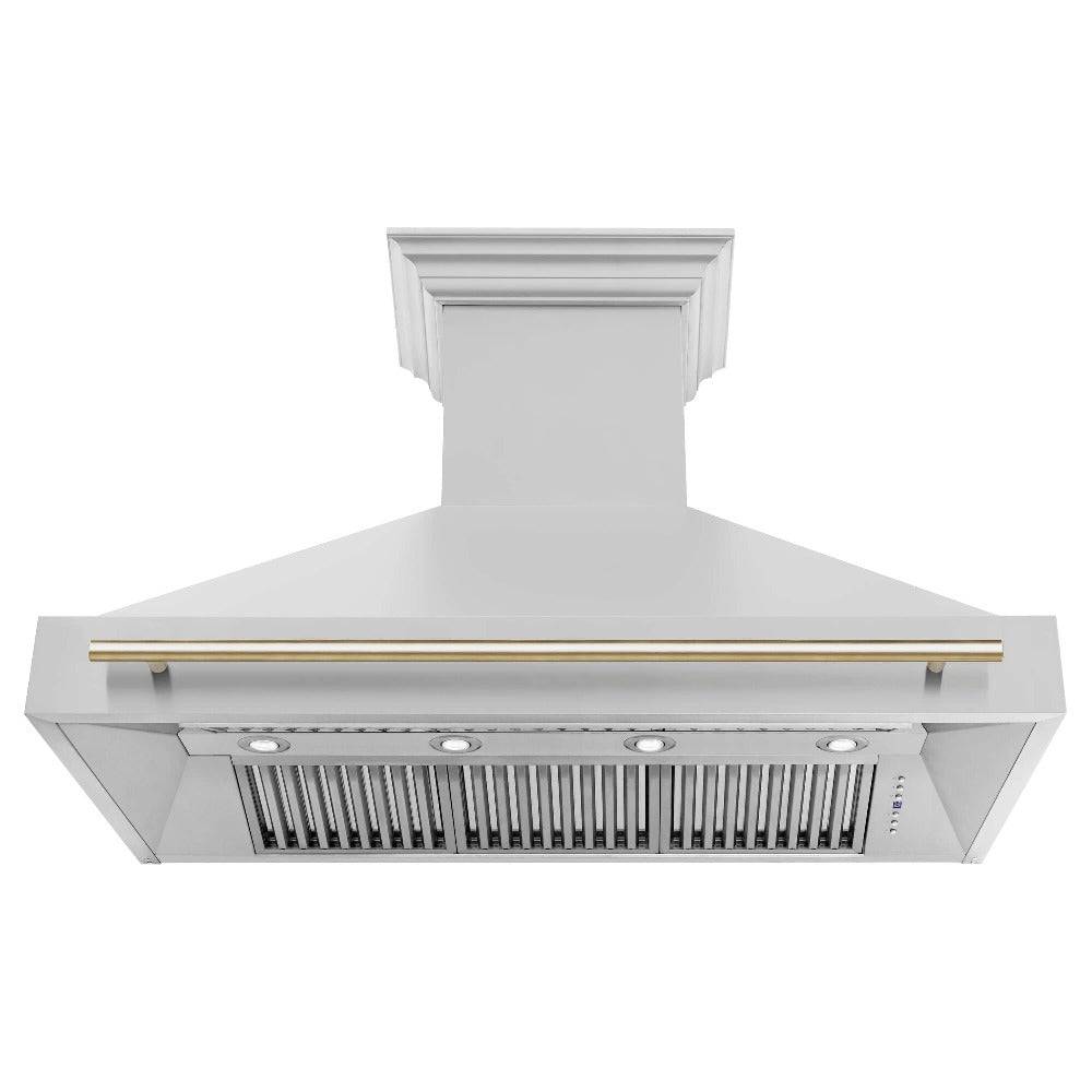 ZLINE 48 in. Autograph Edition Stainless Steel Range Hood with Stainless Steel Shell and Accented Handle (8654STZ-48-G) - KB&A The Home Improvement Store