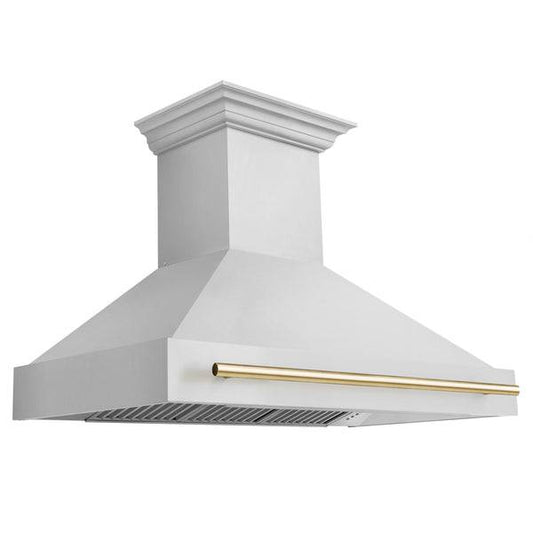 ZLINE 48 in. Autograph Edition Stainless Steel Range Hood with Stainless Steel Shell and Accented Handle (8654STZ-48-G) - KB&A The Home Improvement Store