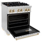 ZLINE 30" Autograph Edition Kitchen Package with Stainless Steel Dual Fuel Range and Range Hood with Polished Gold Accents (2AKP-RARH30-G) - KB&A The Home Improvement Store
