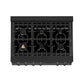 ZLINE 36 in. Porcelain Gas Rangetop in Black Stainless Steel with 6 Gas Brass Burners (RTB-BR-36) - KB&A The Home Improvement Store