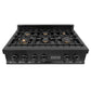 ZLINE 36 in. Porcelain Gas Rangetop in Black Stainless Steel with 6 Gas Brass Burners (RTB-BR-36) - KB&A The Home Improvement Store