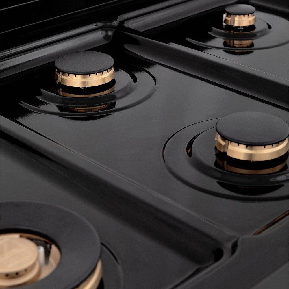 ZLINE 36 in. Porcelain Gas Rangetop in Black Stainless Steel with 6 Gas Brass Burners (RTB-BR-36) - KB&A The Home Improvement Store