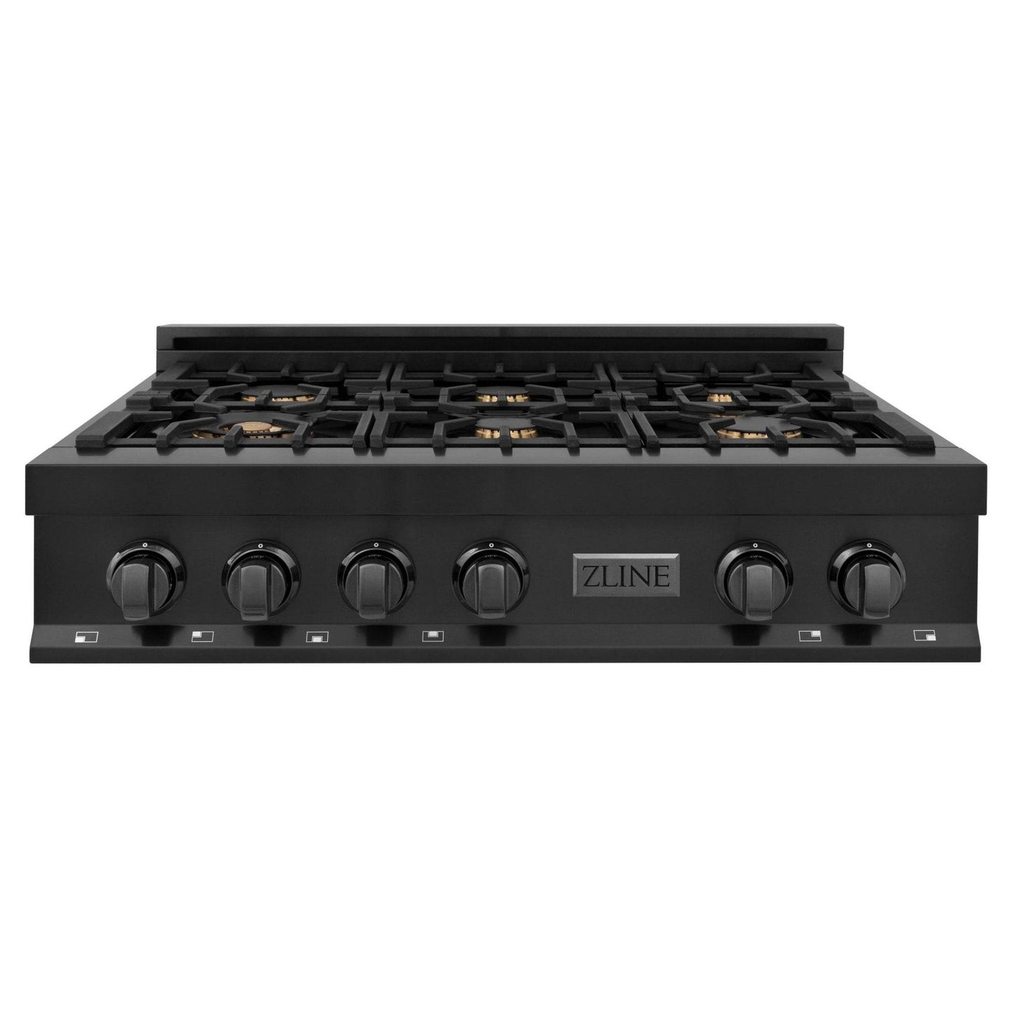 ZLINE 36 in. Porcelain Gas Rangetop in Black Stainless Steel with 6 Gas Brass Burners (RTB-BR-36) - KB&A The Home Improvement Store