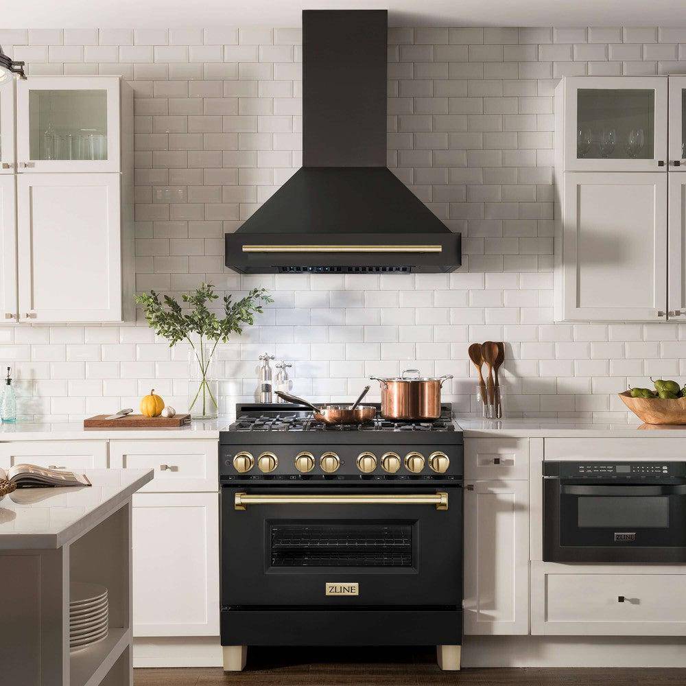 ZLINE 36 in. Autograph Edition Black Stainless Steel Range Hood with Handle (BS655Z-36-CB) - KB&A The Home Improvement Store
