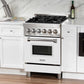 ZLINE 24 in. 2.8 cu. ft. Legacy Dual Fuel Range with 4 Burner Gas Cooktop and Electric Convection Oven in Stainless Steel and White Matte Door (RA-WM-24) - KB&A The Home Improvement Store
