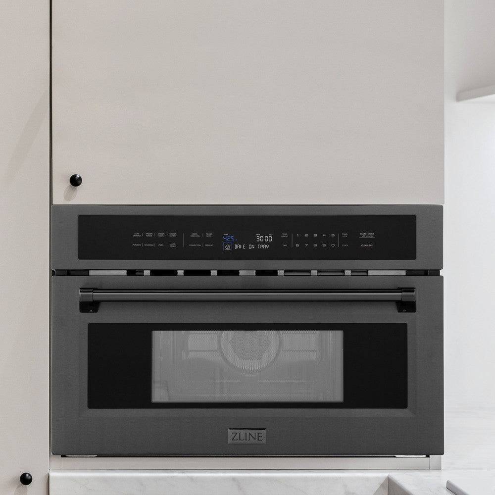 ZLINE 30 in. 1.6 cu ft. Black Stainless Steel Built-in Convection Microwave Oven (MWO-30-BS) - KB&A The Home Improvement Store