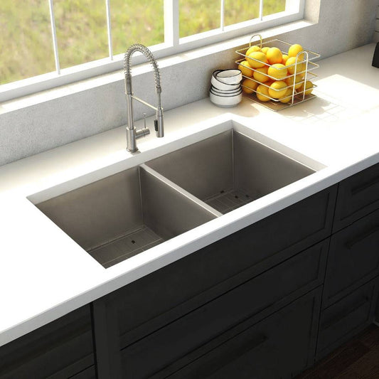 ZLINE 36 in. Anton Undermount Double Bowl Kitchen Sink with Bottom Grid (SR50D-36S) - KB&A The Home Improvement Store