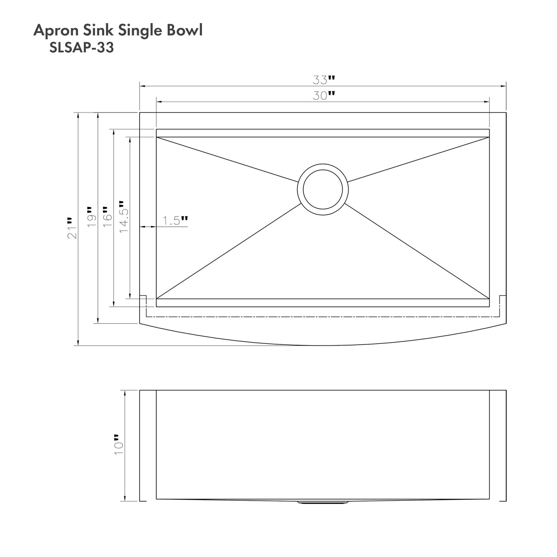 ZLINE 33 in. Moritz Farmhouse Apron Mount Single Bowl Kitchen Sink with Bottom Grid and Accessories (SLSAP-33S) - KB&A The Home Improvement Store